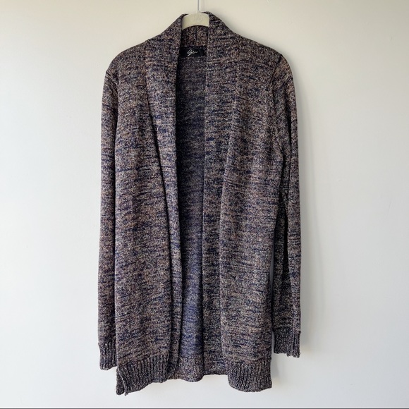 Cyrus navy and gold metallic thread open front long line cardigan cardigan Sz M - Picture 8 of 9